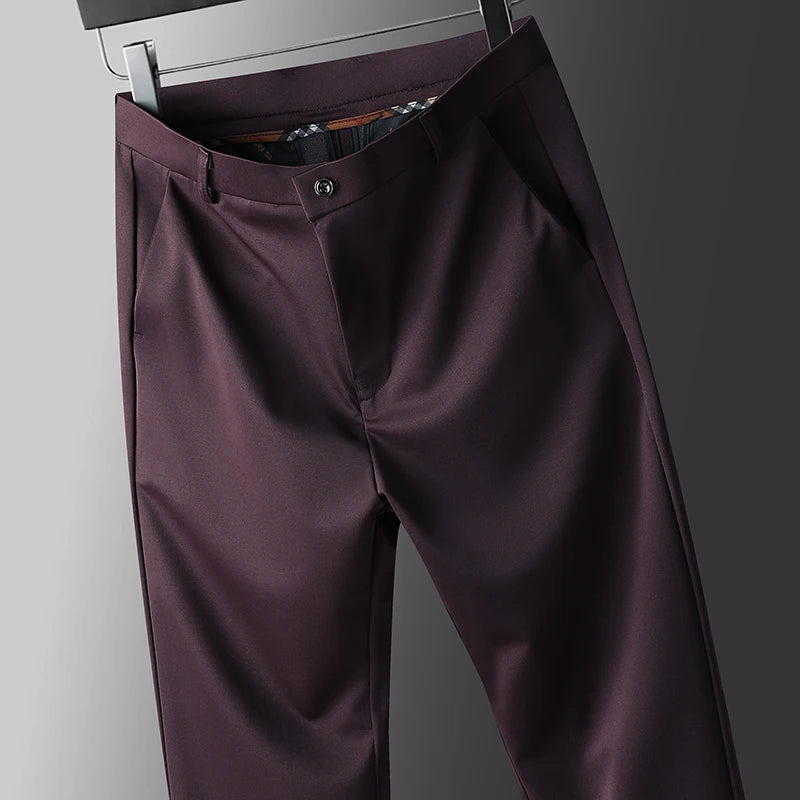 Casual Elastic Solid Striaght Pants