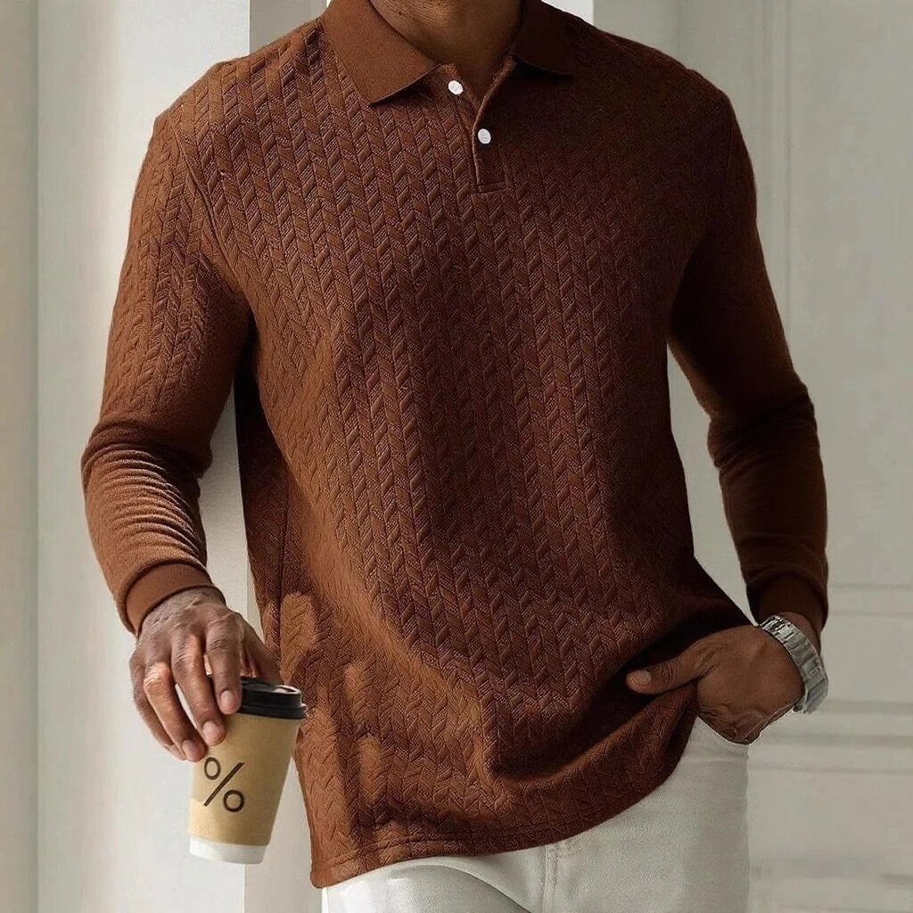 Refined Knit Texture Polo Shirt