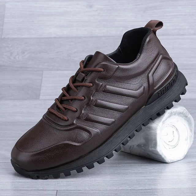 Thick Bottom Top Layer Cowhide Leather Sneakers