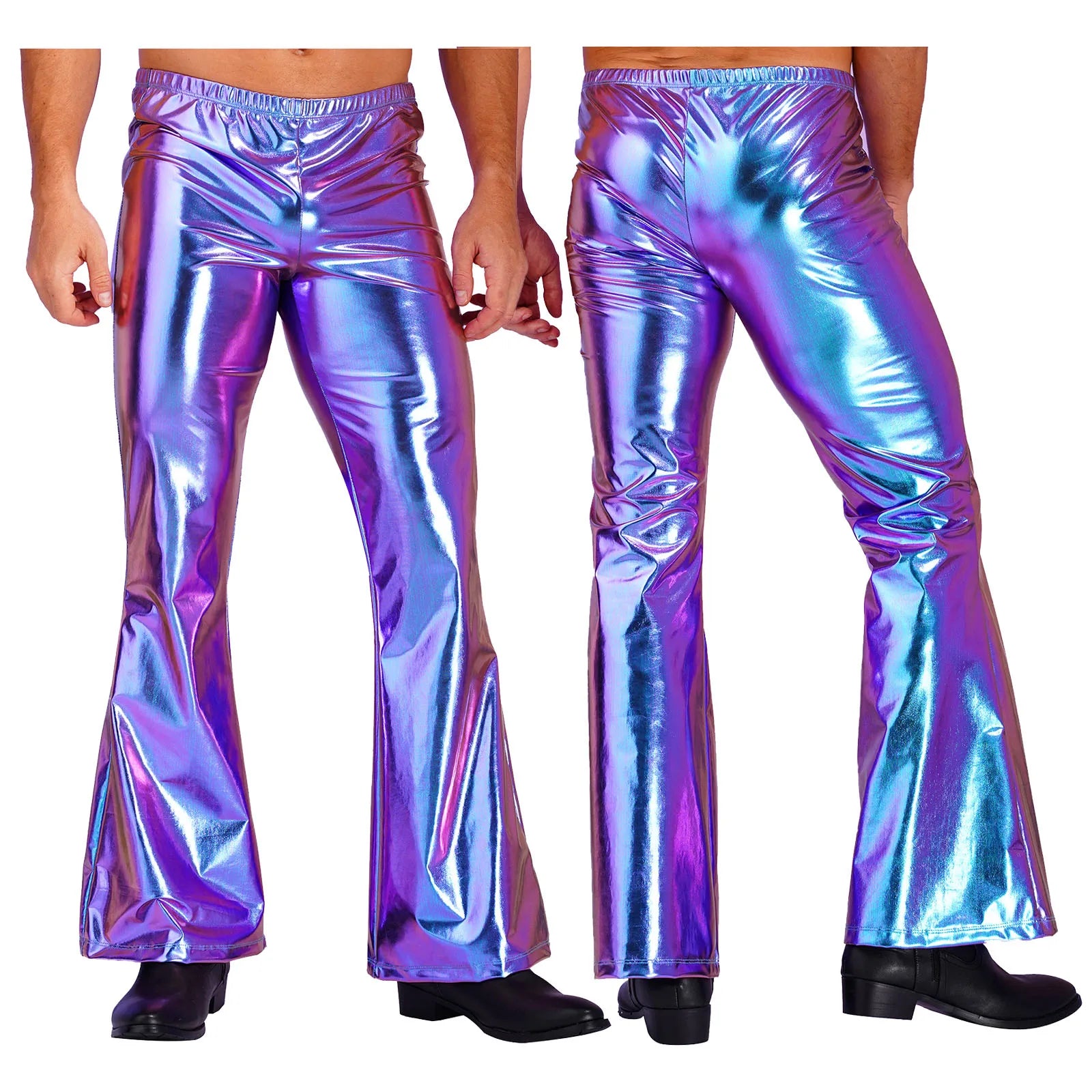 Shiny Metallic Disco Flare Pants