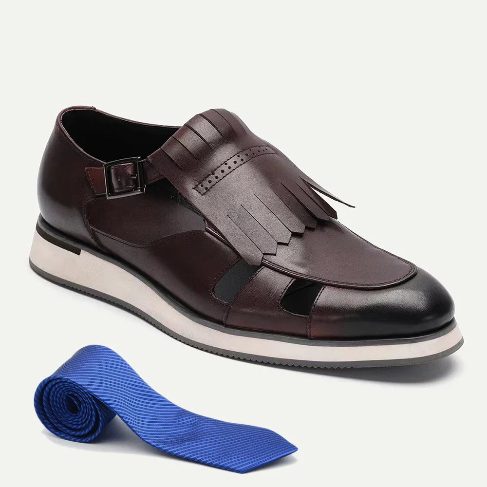 Buckle Strap Hollow Tassels Shoes