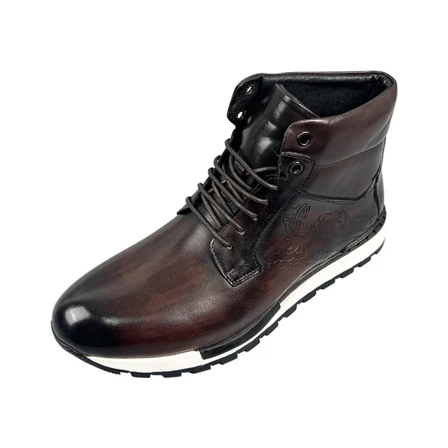 Genuine Leather Lace-Up High Top Flat Boots