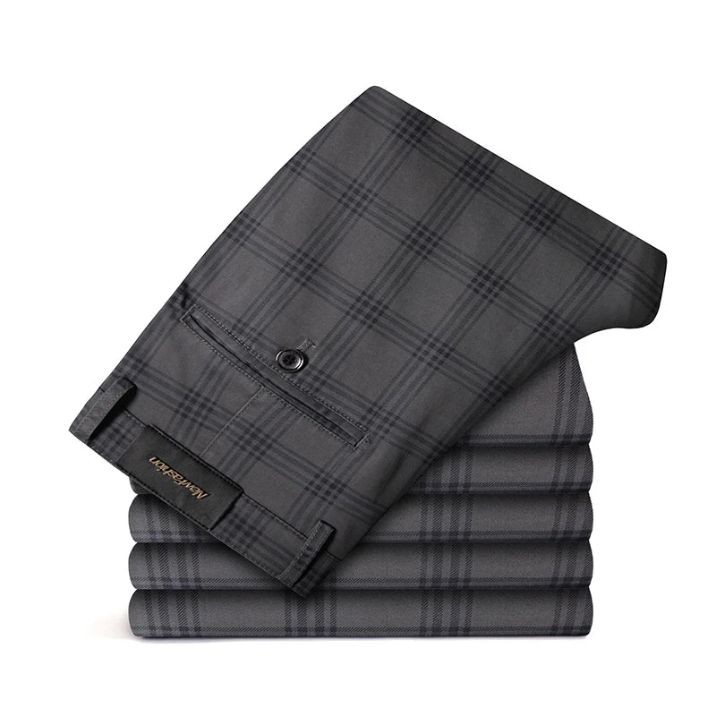 Plaid Slim Fit Straight Pants