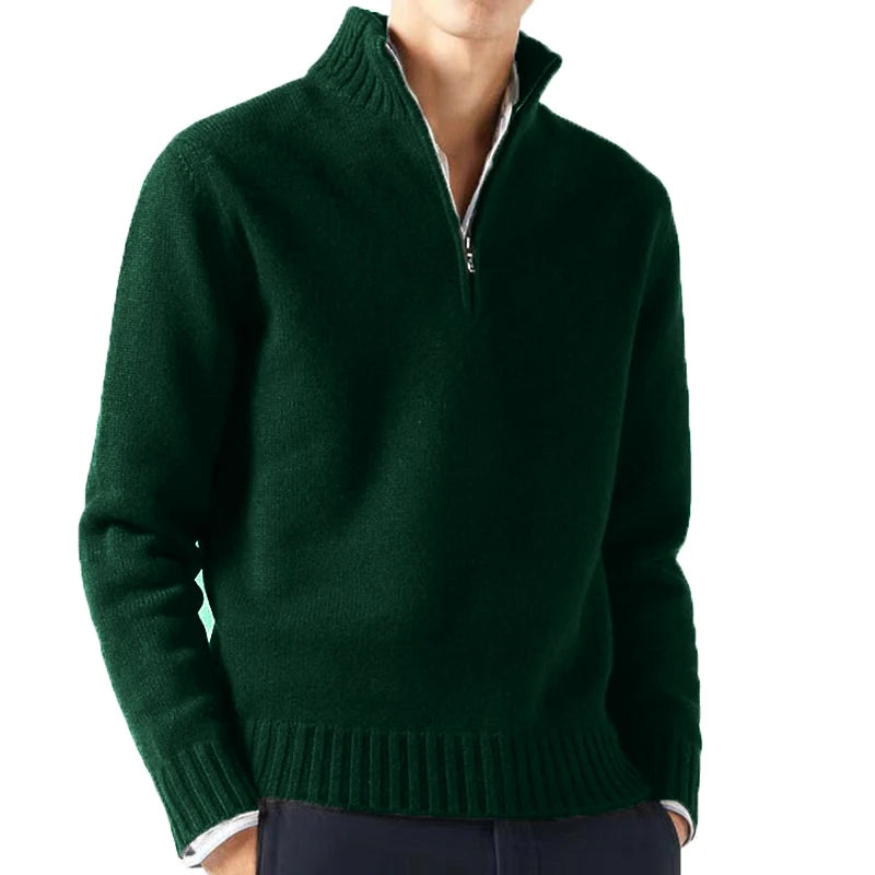 Daily Warm Solid Turtlenecks Half Zip Sweater