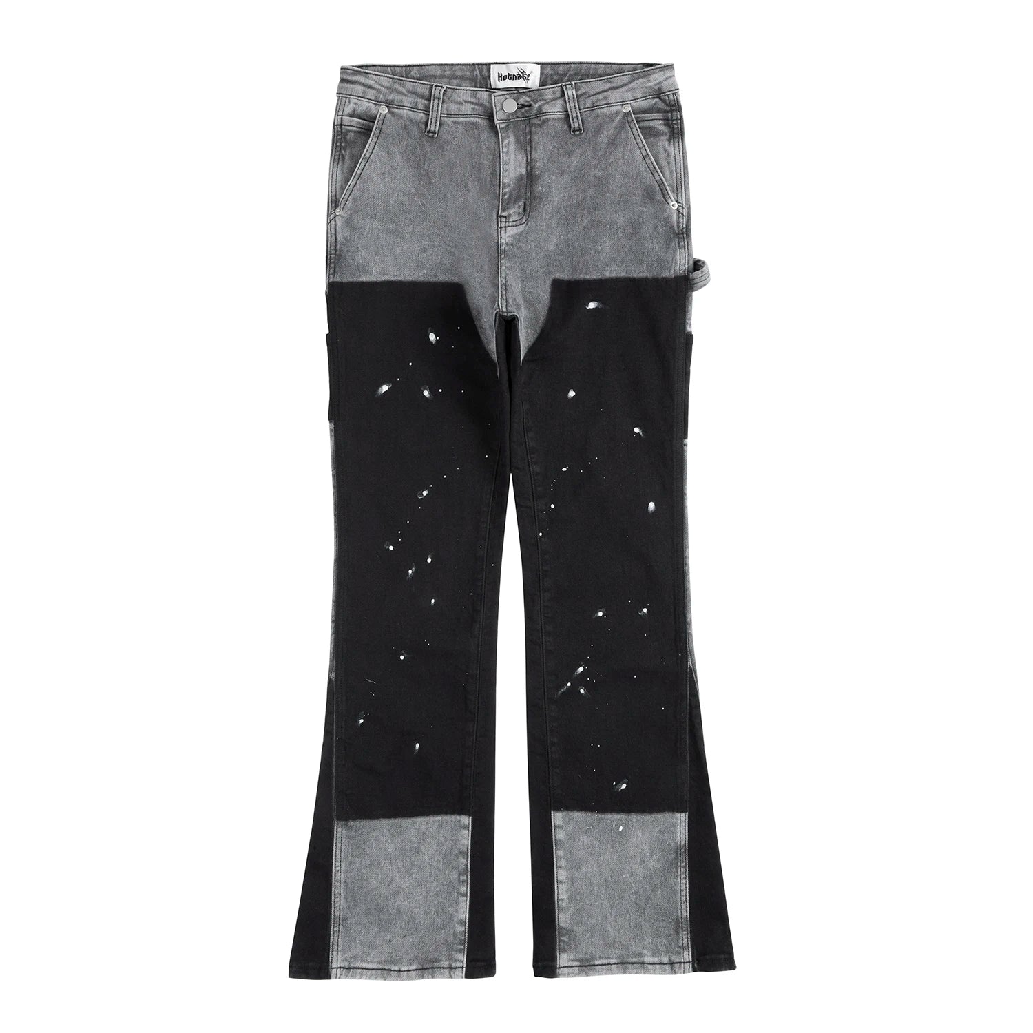 Patches Splashed Ink Black Flared Jeans