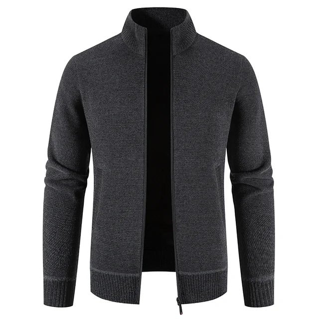 Stand Collar Plush Thick Cardigan