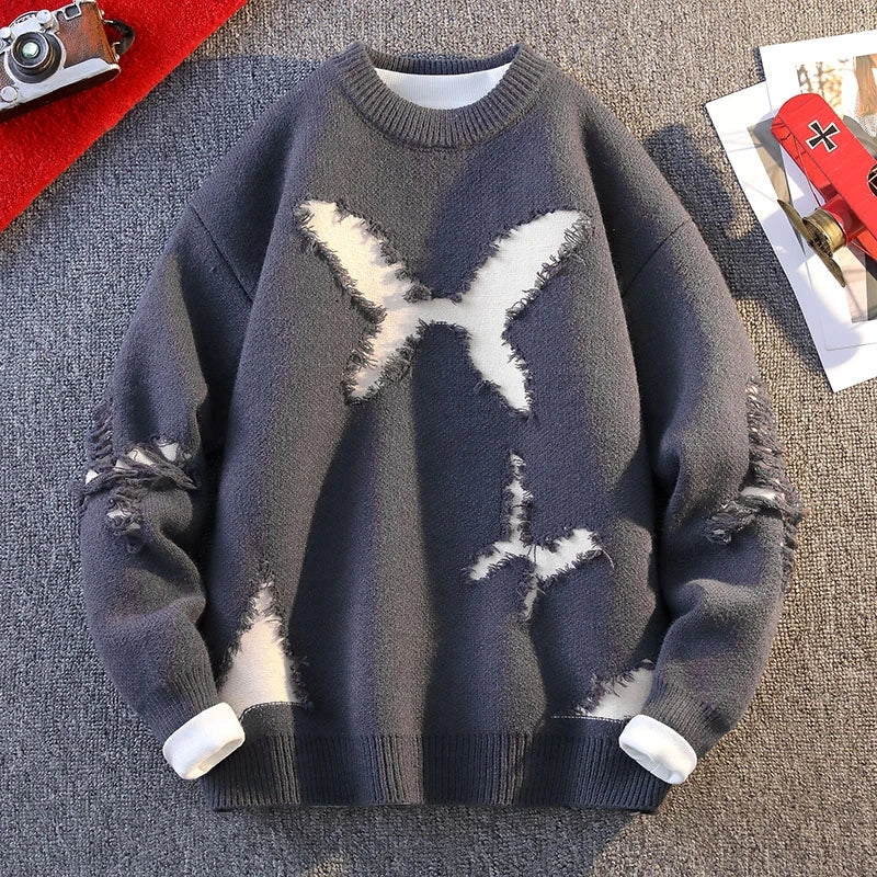 Ripped Butterfly Fashionable Sweater