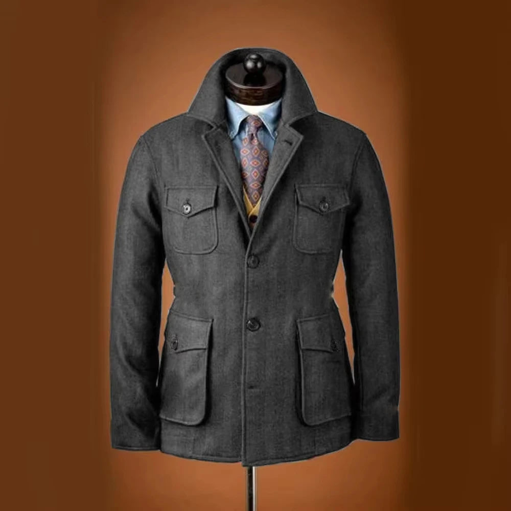 Woolen Single-Breasted Men's Blazer