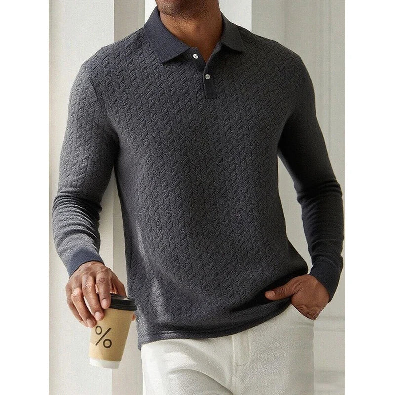 Refined Knit Texture Polo Shirt