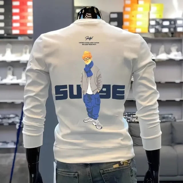 Letter Solid Printed Long Sleeve Sweater