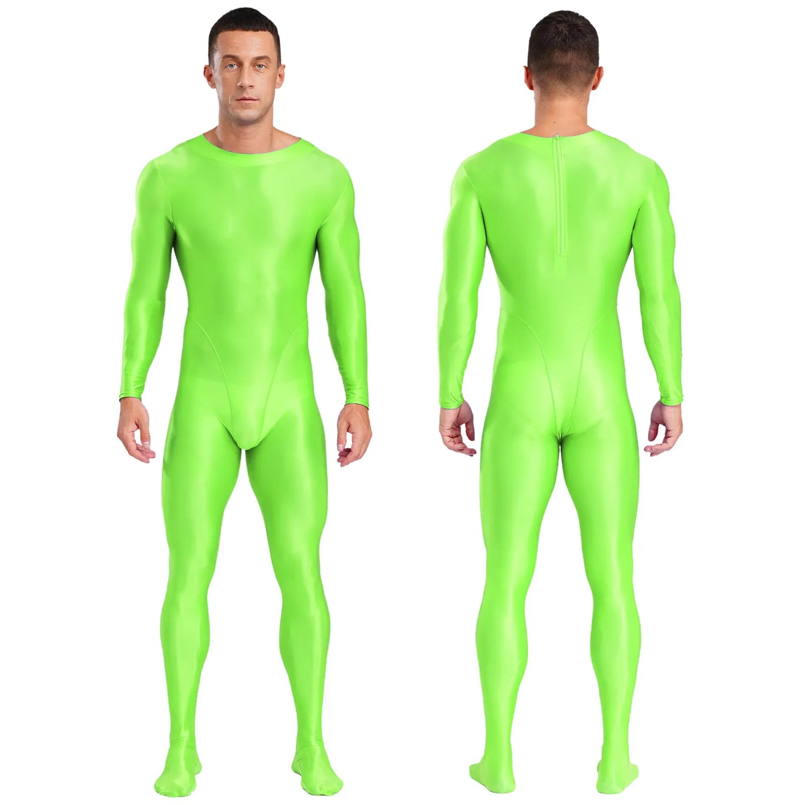 Long Sleeve Smooth Glossy Jumpsuit