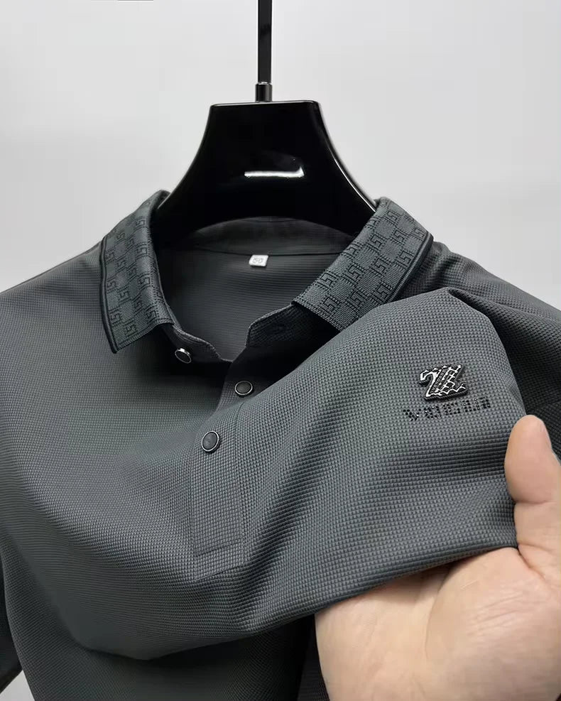 Monogram Collar Casual Men's Polo Shirt