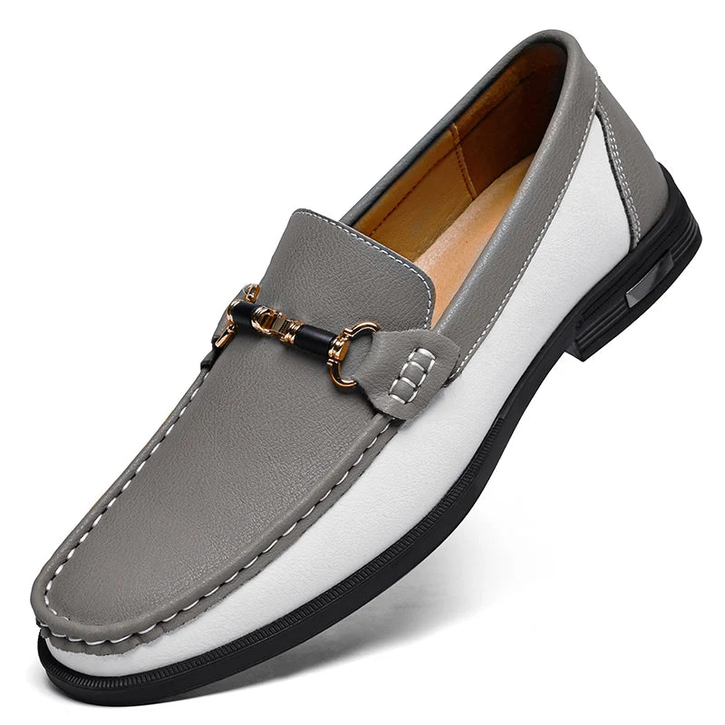 Metal Appliqués Split Leather Loafers
