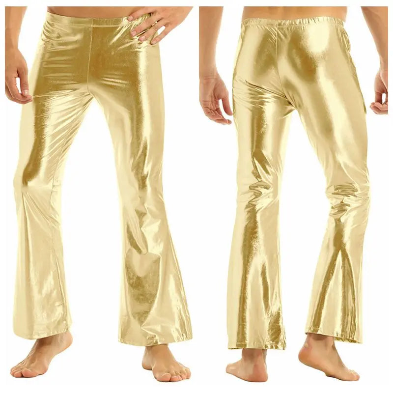 Shiny Metallic Disco Flare Pants