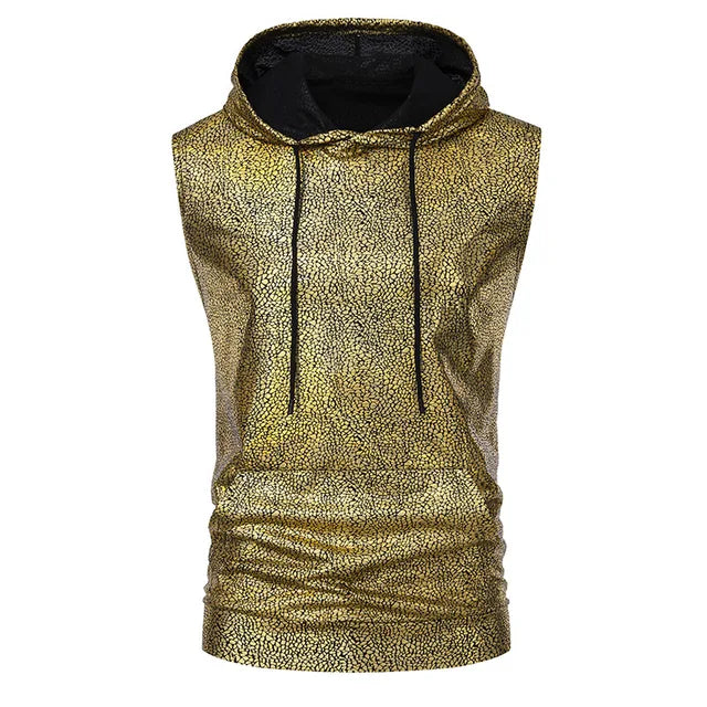 Snake Pattern Metallic Hooded Tank Top