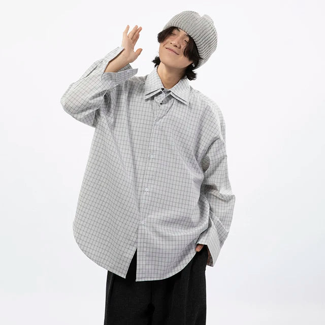 Loose Checkered Pattern Long-Sleeved Shirt