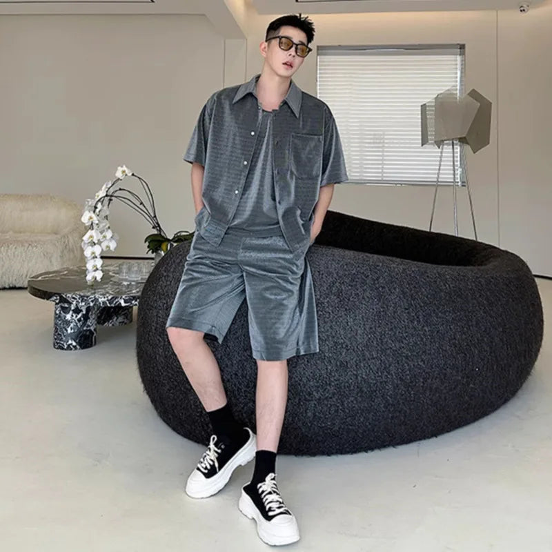 Three-Piece Solid Color Shorts Set