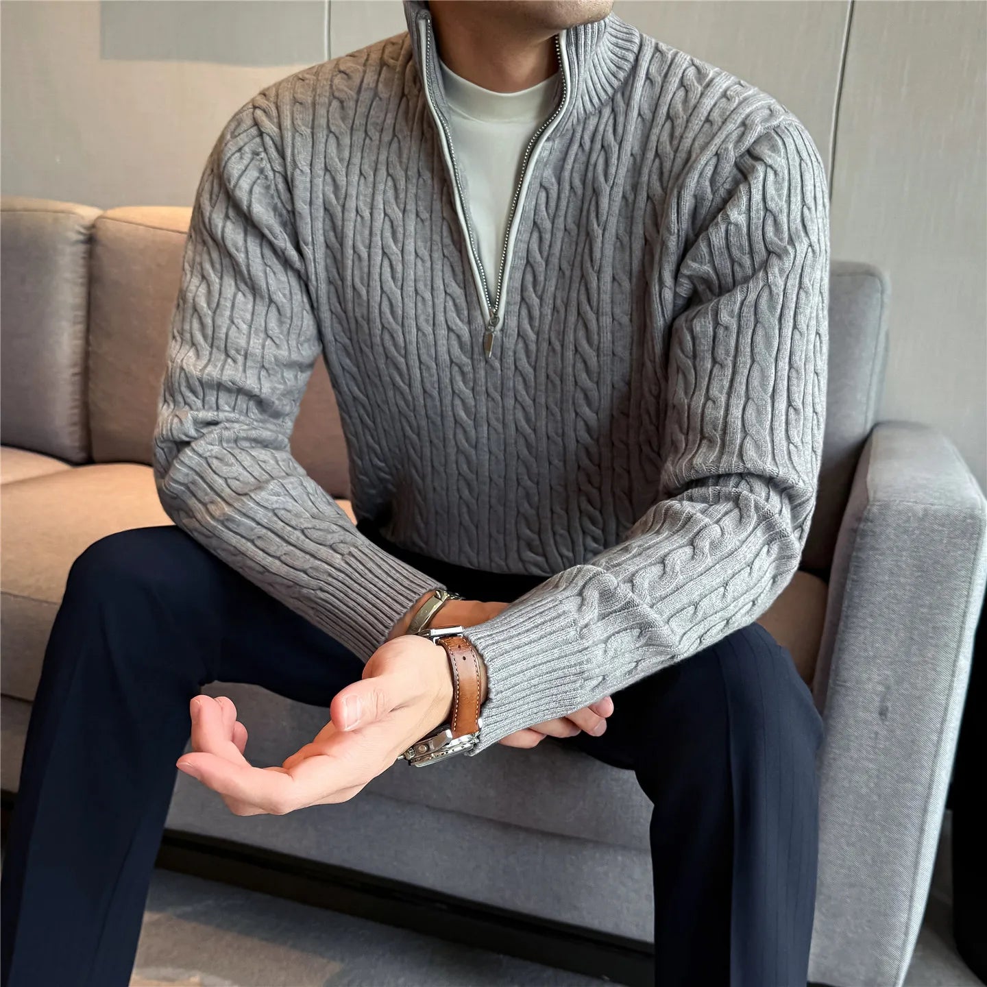 Men's Wool Quarter-Zip Sweater