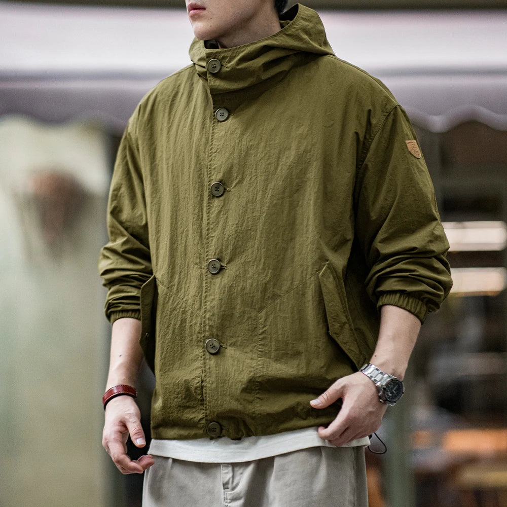 Solid Color Thin Hooded Jacket