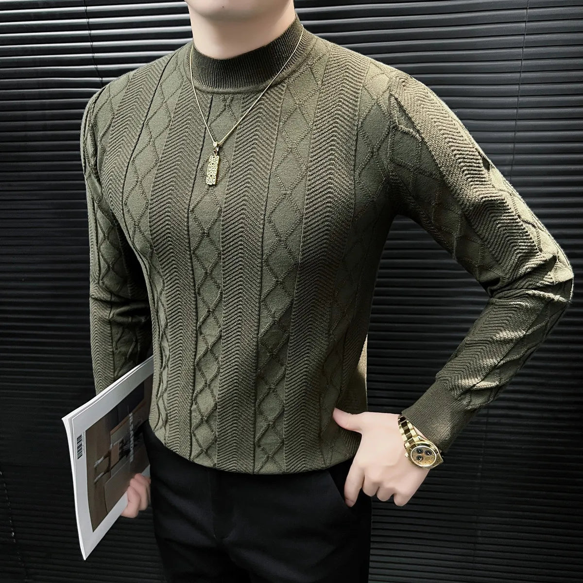 Diamond Jacquard Knit Sweater