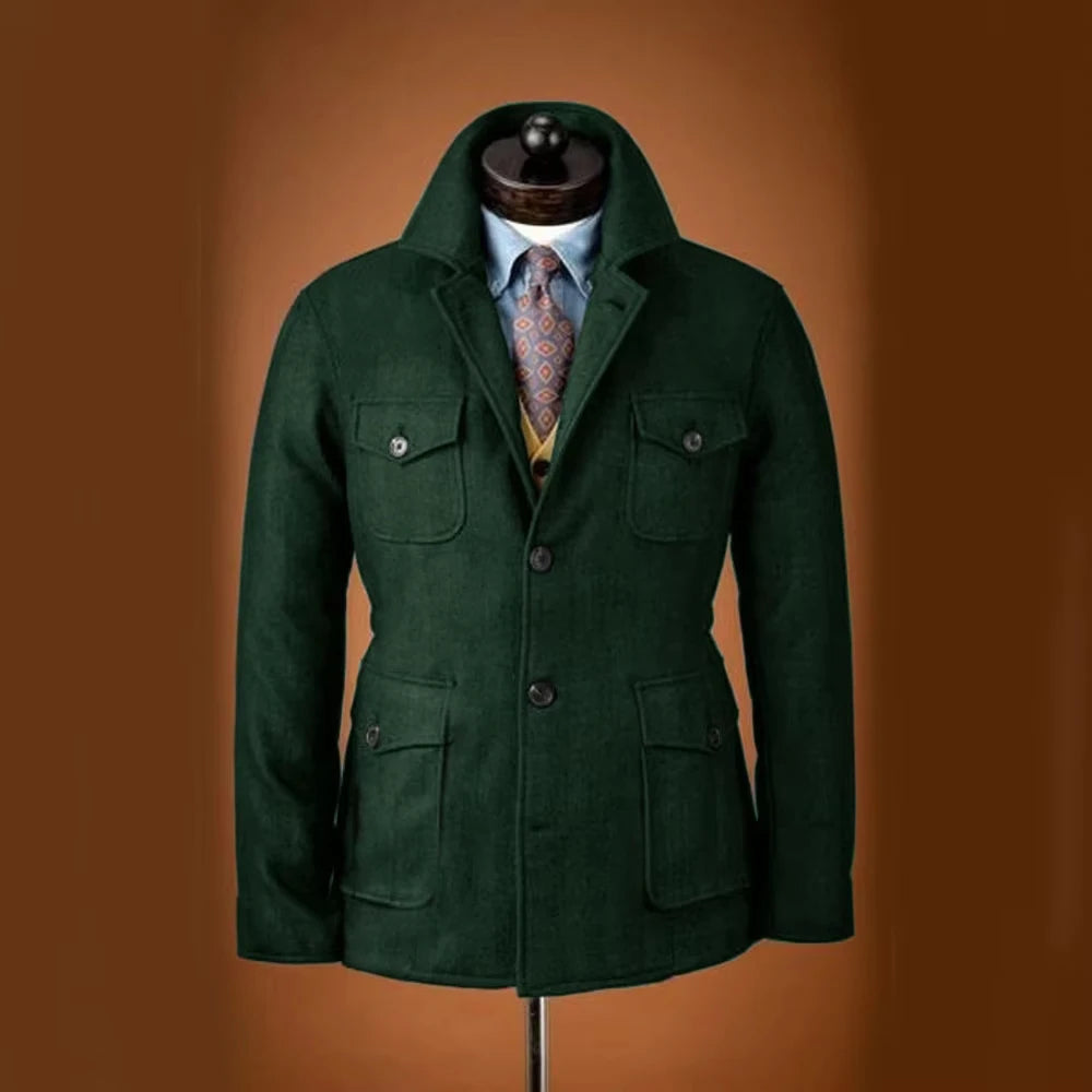 Woolen Single-Breasted Men's Blazer