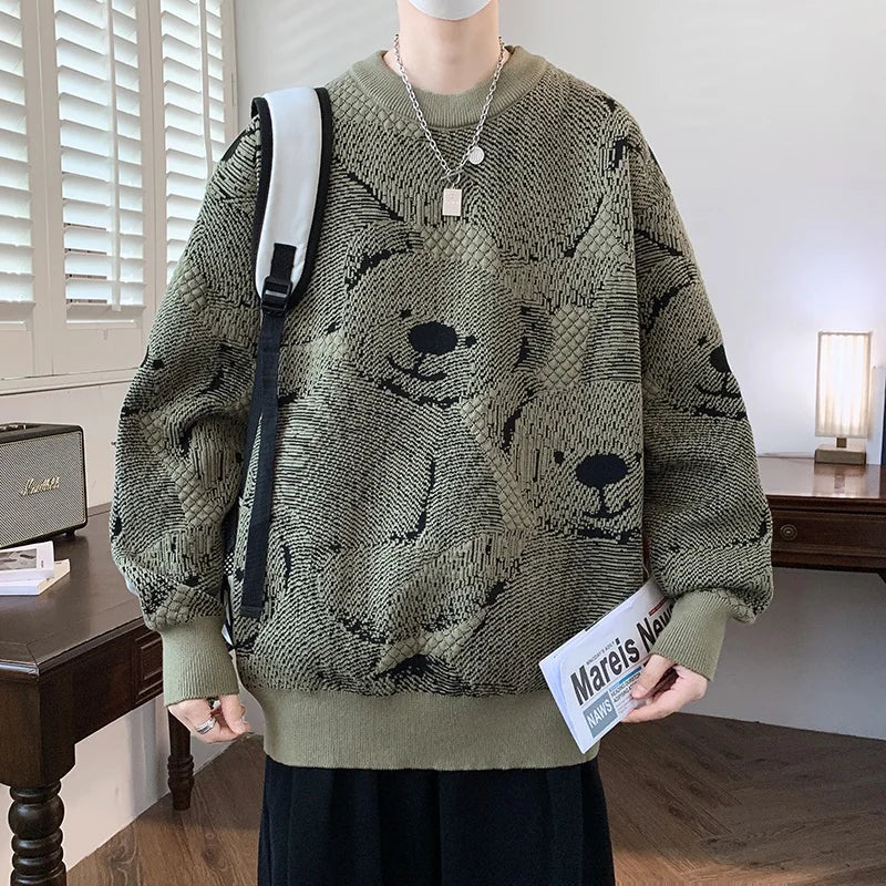 Bear Printed Cashmere Casual Sweater