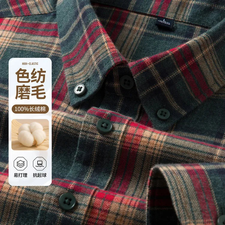 Plaid Cotton Flannel Men's Shirt