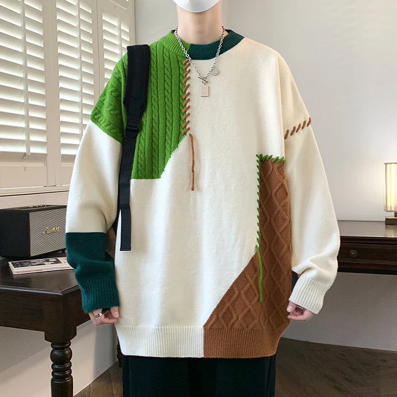 Thick Wool Patchwork Color Sweater