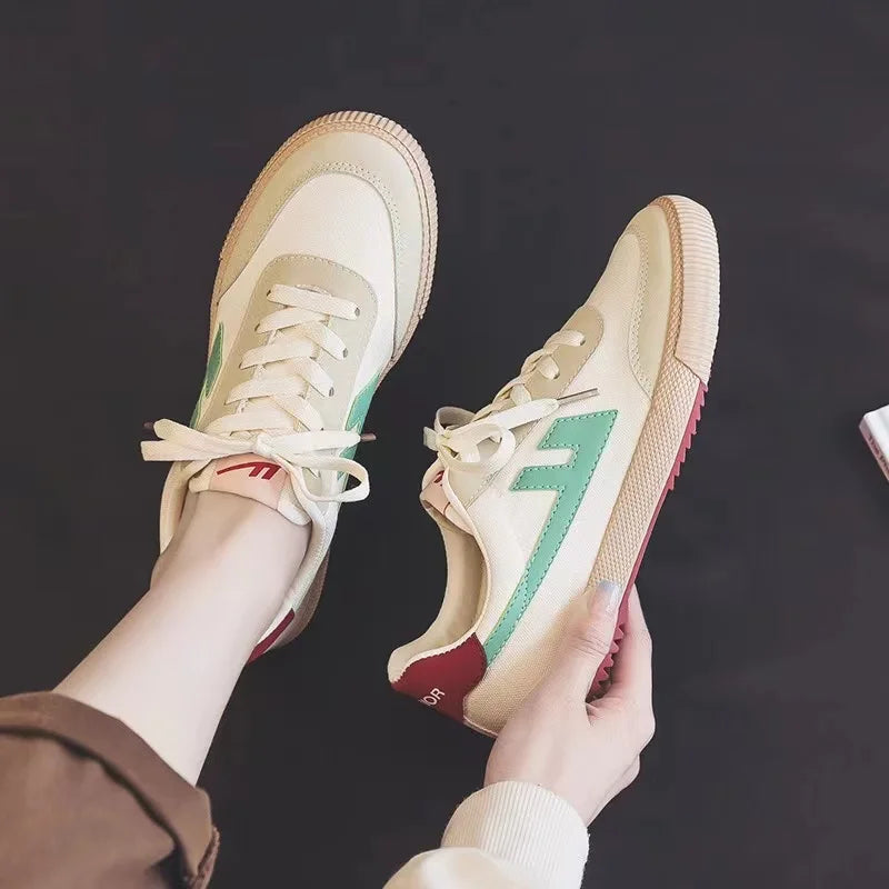 Flat Canvas Upper Lace-Up Sneakers