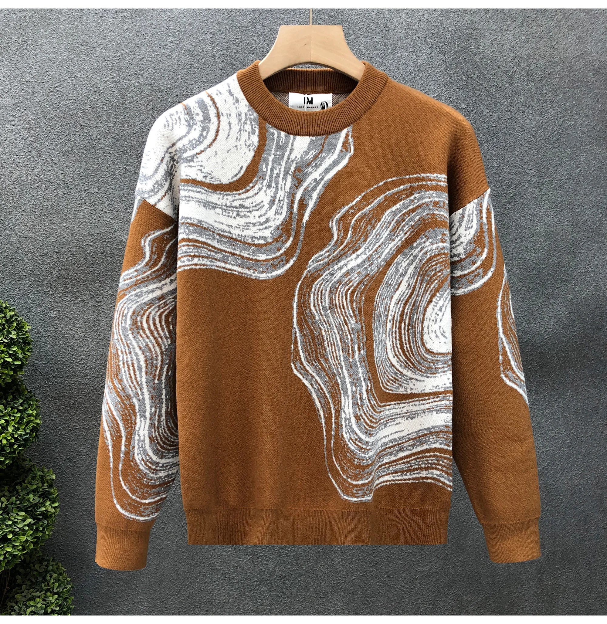 Pattern Abstract Contrast Knitted Sweater