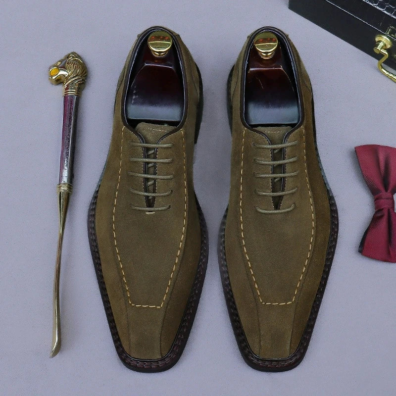 Men's Suede Square Toe Dress Shoes