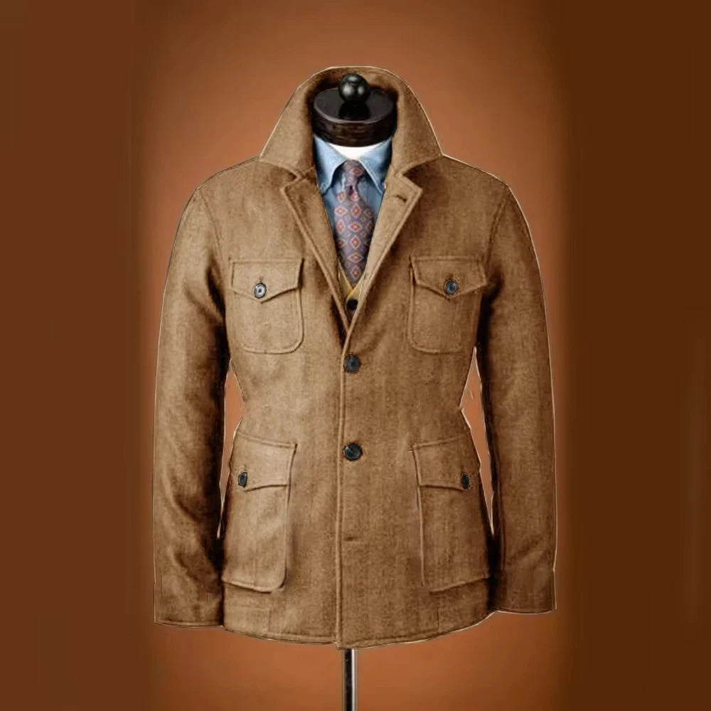 Woolen Single-Breasted Men's Blazer