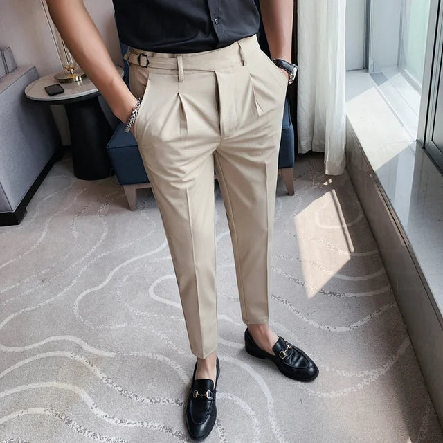 Casual Small Belt Slim Fit Trousers