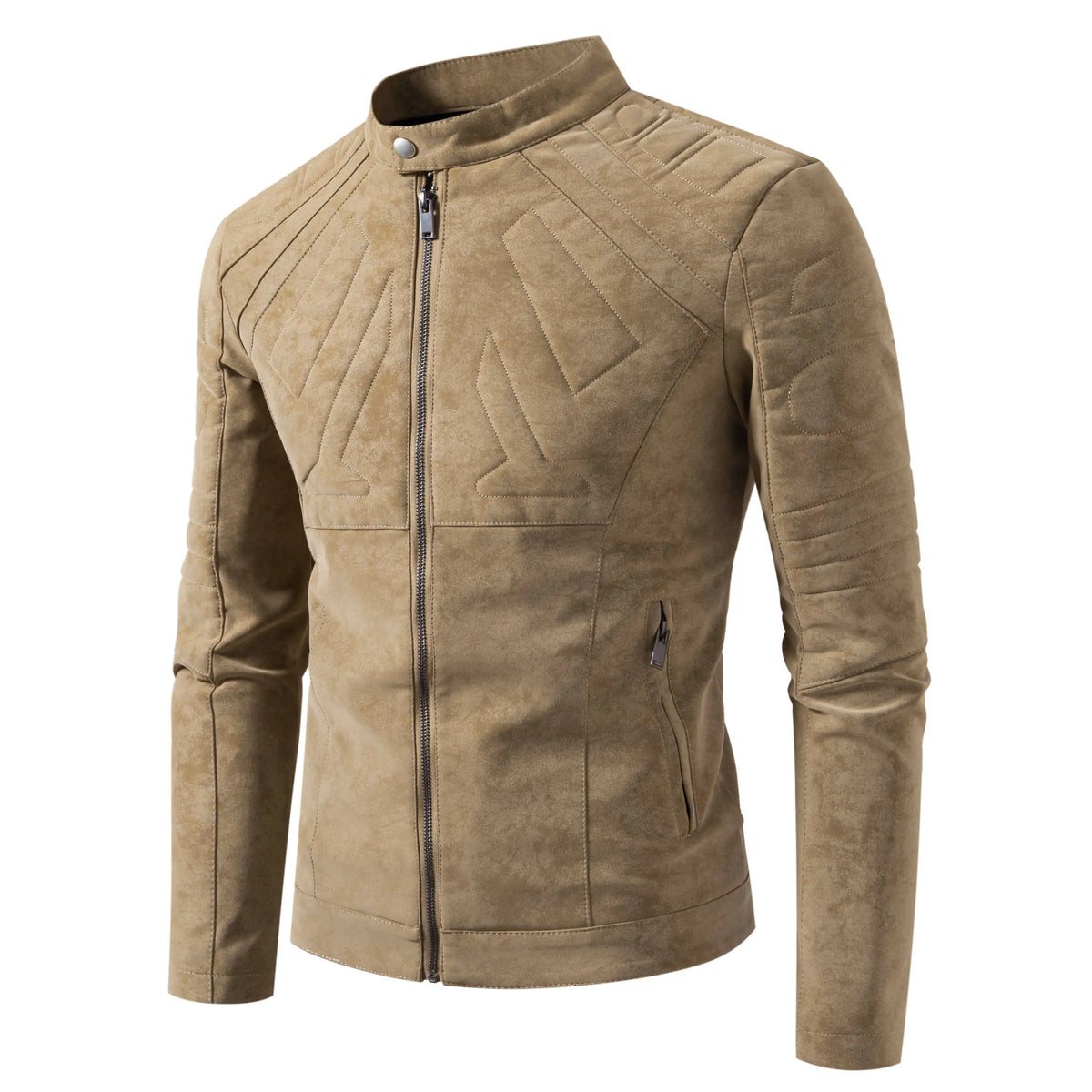 Stand Collar Metal Zipper Moto Jacket