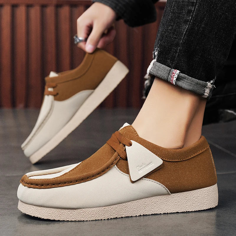 Patchwork Slip-On Suede Shoes