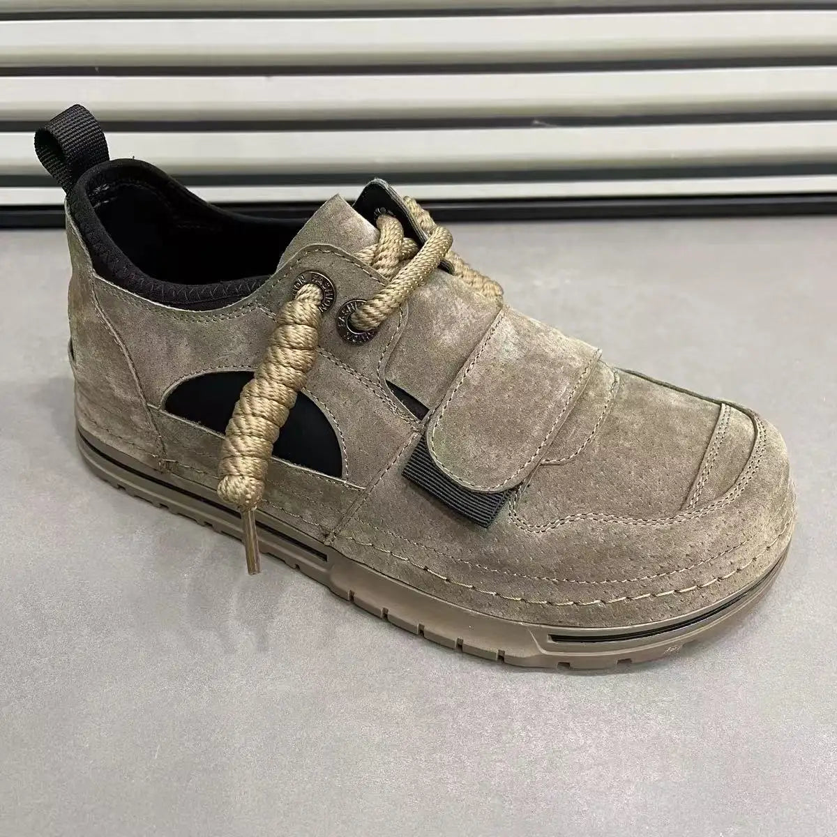 Cross-Tied Solid Suede Sneakers