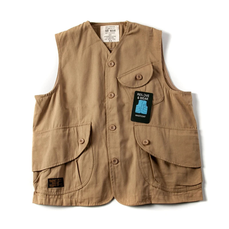 Single Button Solid Cotton Vest