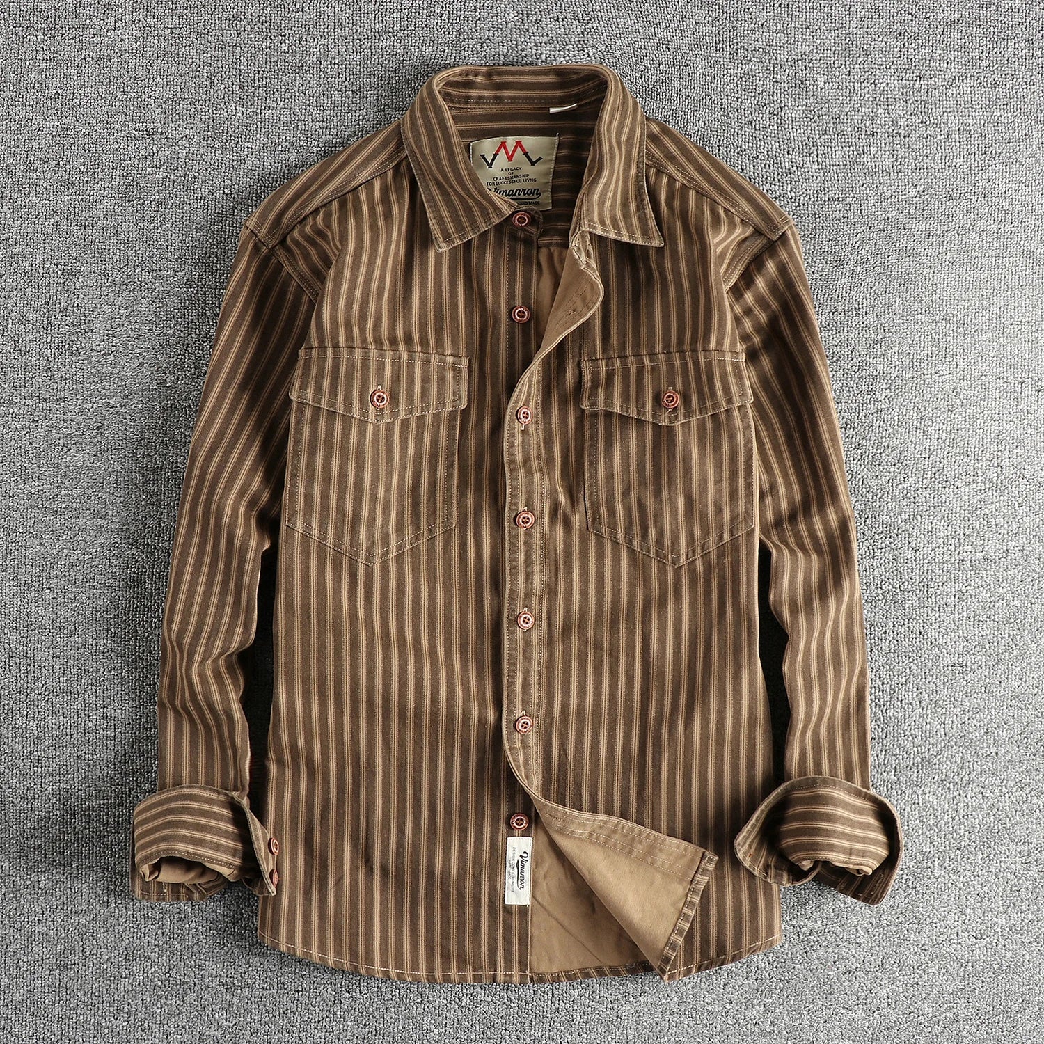 Retro Stripe Long-Sleeve Lapel Shirt