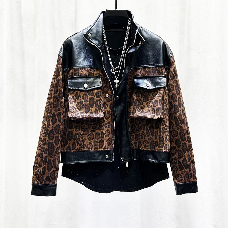 Retro Leopard Patchwork Men's Jacket