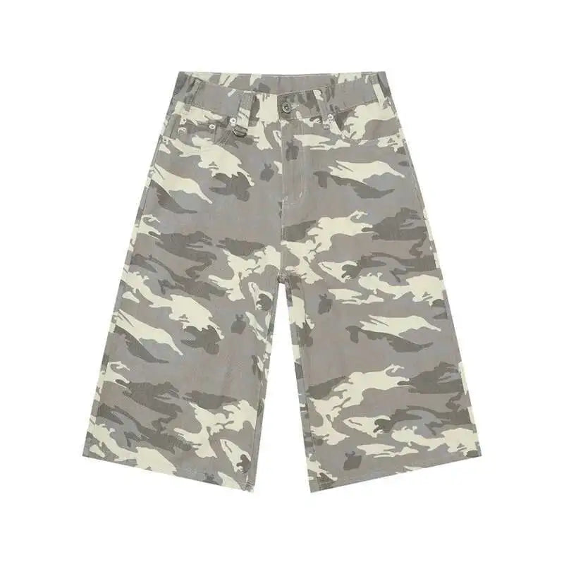 Camouflage Contrast Color Loose Capri