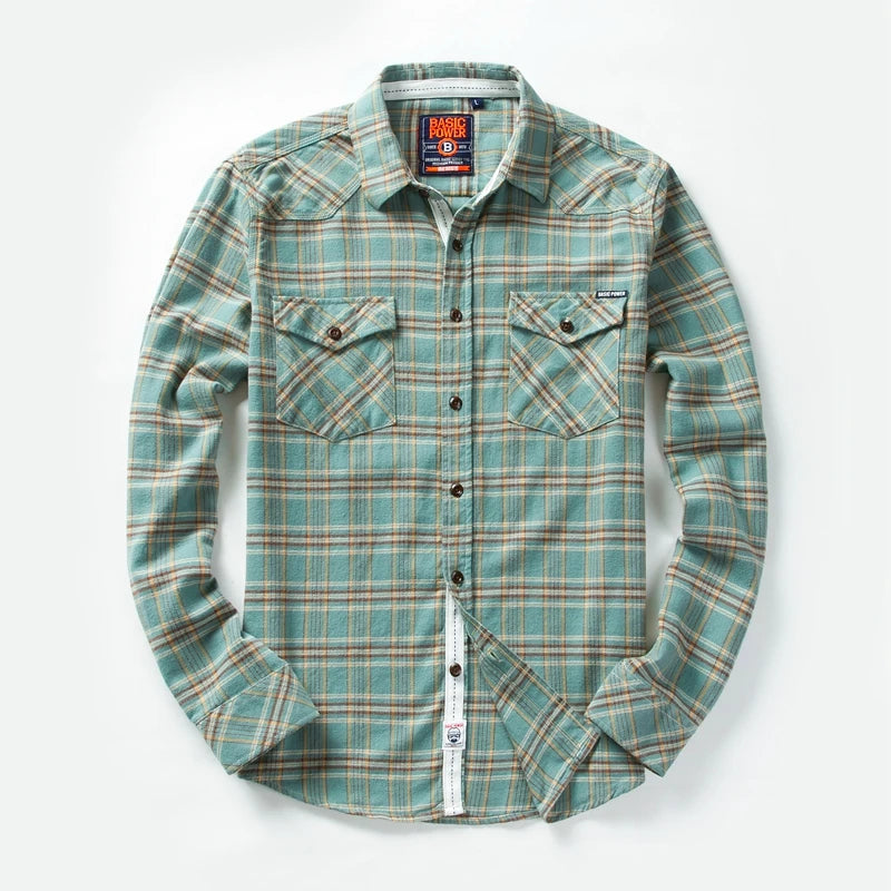 Double Pockets Plaid Men's Shirt