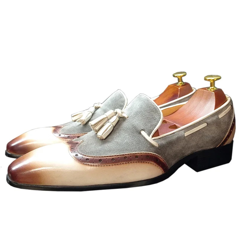 Elegant Mixed Color Genuine Leather Loafers