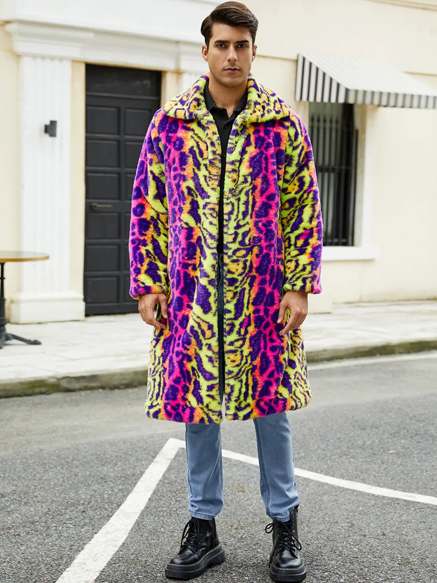 Vibrant Leopard Luxe Fur Coat