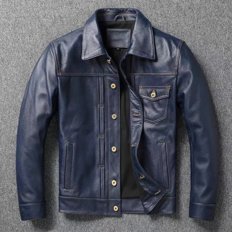 Solid Motorcycle Genuine Leather Fit Jacket