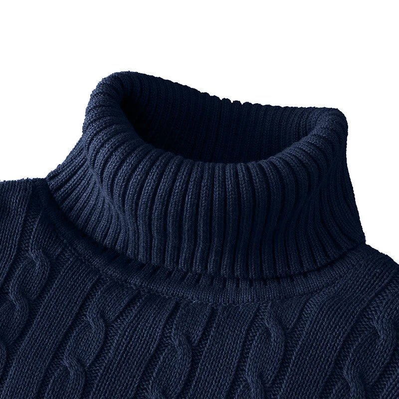 Casual Solid Cable-knit Turtleneck Sweater