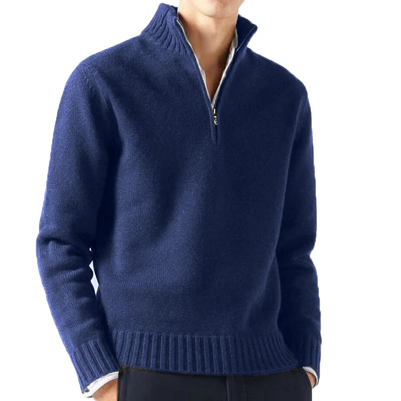 Daily Warm Solid Turtlenecks Half Zip Sweater