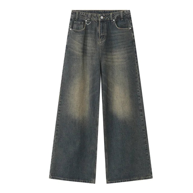 Vintage Fashion Washed Wide Leg Jeans