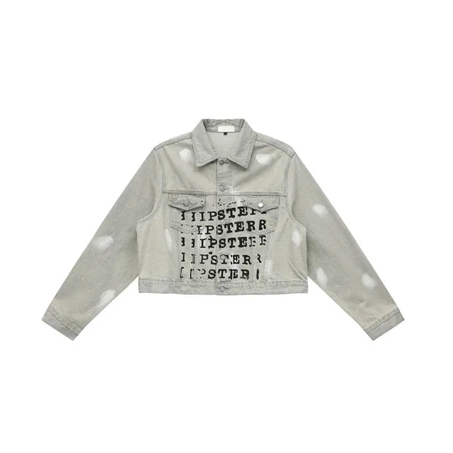 Letter Printing Denim Jacket Pants Set