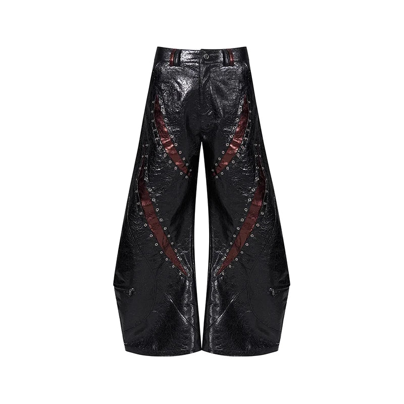 Faux Leather Punk Wide-Leg Pants