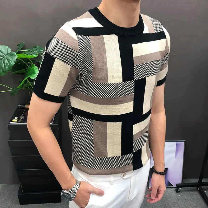 Geometric Pattern Short Sleeve Men T-Shirt